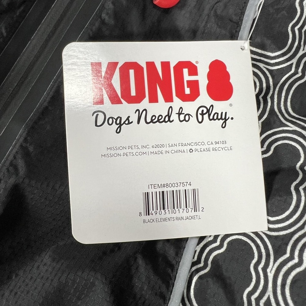 KONG Elements Dog Rain Coat Jacket Large L Black Warm Nylon Outerwear Reflective - Picture 3 of 8